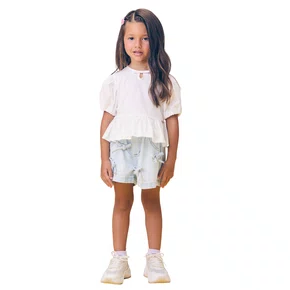 Short Jeans Com Laços Delave Claro Momi