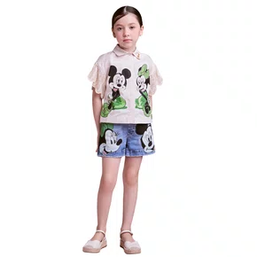 Short Jeans Disney Mickey Minnie Verdinho ANime