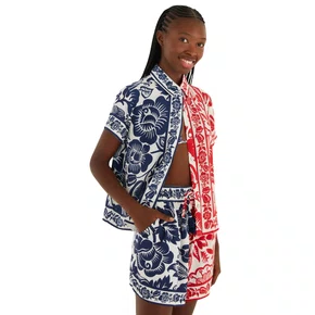 Short Noite de Passaro Navy Vermelho Farm