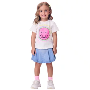 Short Saia Jeans Pregas Claro Momi