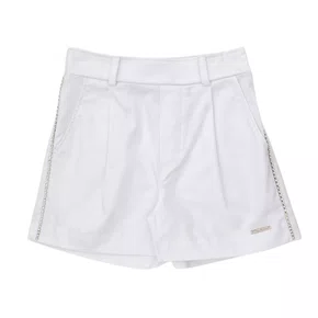 Short Sarja Alfaiataria Pregas Cristal Branco Pituchinhus