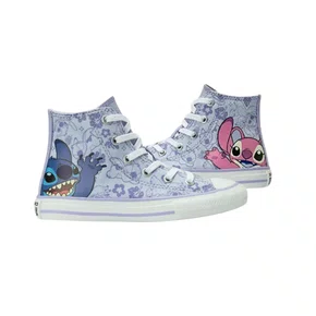 Tenis Cano Alto Lilas Stitch e Angel All Star