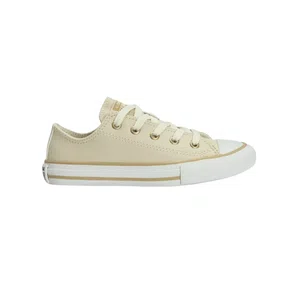 Tenis Cano Baixo Couro Bege Teen All Star
