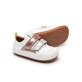 Tenis Couro Landy White Rose Gold Branco Tip Toey Joey