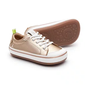 Tenis Funky 20 Couro Dourado Metalic Salmon Tip Toey Joey