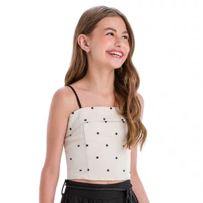 Top Cropped Linho Poás Preto Vanilla