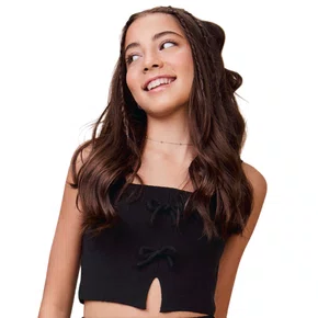 Top Tricot Com Lacinhos Preto I Am