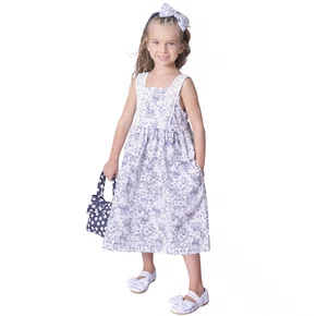 Vestido Algodão Toile de Jouy Sereias Pituchinhus