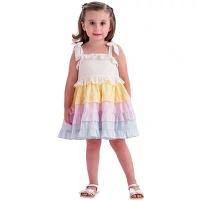 Vestido Cambraia Babados Colors Petit Cherie
