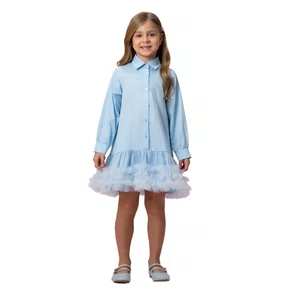 Vestido Camisa Saia Tule Azul Claro Petit Cherie
