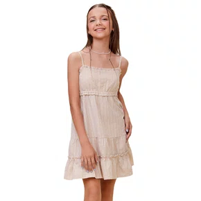 Vestido Curto Xadrez Off Bege I Am