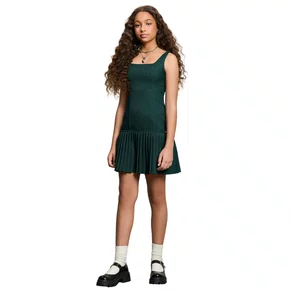 Vestido de Alfaiataria Plissado Verde College Authoria