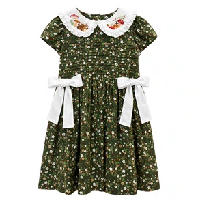 Vestido Kids Gola Bordada Floresta Giverny Primo Bambino