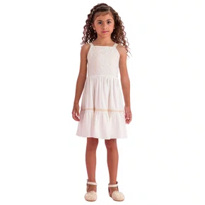 Vestido Linho Bordado Off Petit Cherie