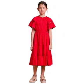 Vestido Malha Vermelho Preppy Anime