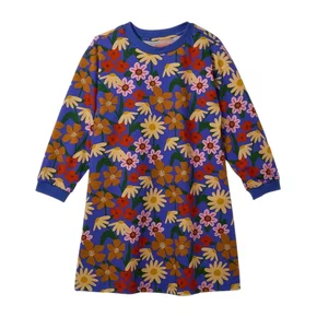 Vestido Manga Longa Malha Camomila Azul Fabula