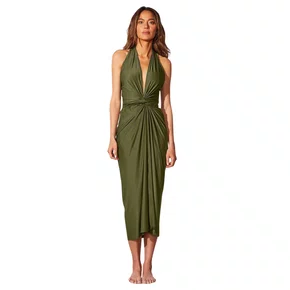 Vestido Midi Lisos Verde Militar Cia Maritima