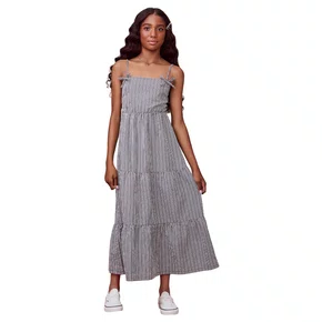 Vestido Midi Vichy Preto e Branco Authoria