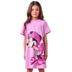 Vestido Minnie Cowgirl Rosa Brilhos Anime