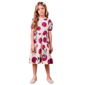 Vestido Minnie Poas Marsalla Bege Anime