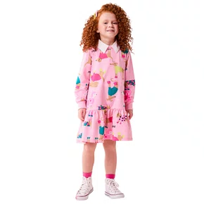 Vestido Moletinho Cachorrinhos Rosa Bimbi