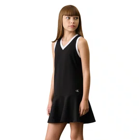 Vestido Moletinho Decote V Preto Calvin klein