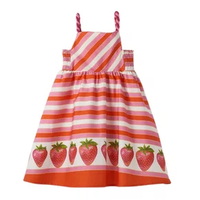 Vestido Moranguita Listras Vermelha e Rosa Fabula