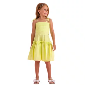Vestido Tricoline Alcinha Laço Verde Petit Cherie