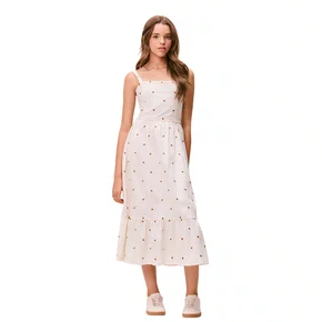 Vestido Tricoline Midi Margaridas Authoria