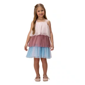 Vestido Tule Color Camadas Petit Cherie