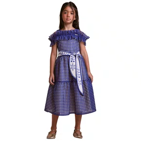 Vestido Tule Marinho Bordado Anime