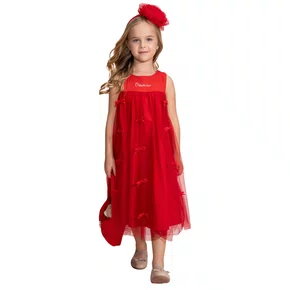 Vestido Tule Mini LAcinhos Vermelho Brilho Pituchinhus