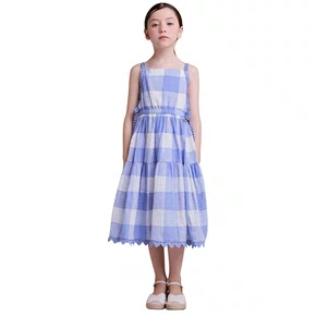 Vestido Xadrez Azul Com Alças de Sianinha Anime