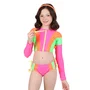 Biquini Cropped Manga Longa Giovana Pink Neon Siri Kids