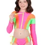 Biquini Cropped Manga Longa Giovana Pink Neon Siri Kids