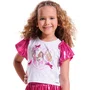 Blusa Cotton Coração Mangas Shine Barbie Pituchinhus