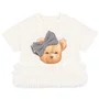 Blusa Cotton Ursinha Barra Tule Off White Pituchinhus
