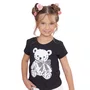 Blusa Cotton Ursinha Laço Cristais Preto Pituchinhus