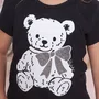 Blusa Cotton Ursinha Laço Cristais Preto Pituchinhus