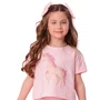 Blusa Cropped Rosa Unicornio Cristais Pituchinhus