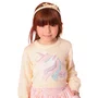 Blusa Cropped Tricot Unicornio Colorido Cristais Pituchinhus