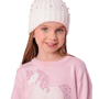 Blusa Cropped Tricot Unicornio Cristais Rosa Pituchinhus