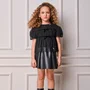 Blusa Infantil Menina Tule Pregas Preto Anime
