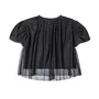 Blusa Infantil Menina Tule Pregas Preto Anime