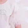 Blusa Manga Tule Laço Bordado Ninive Pituchinhus