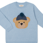 Blusa Tricot Urso Gorro Azul Dame