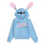 Blusão Capuz Stitch Orelinhas Azul Momi
