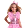 Body Malha Shine Tule Rosa Chiclete Pituchinhus