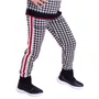 Calça Jogging Tricot Xadrez Listras Lateral Preto Pituchinhus