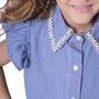 Camisa Jeans Fino Gola Bordado Pituchinhus